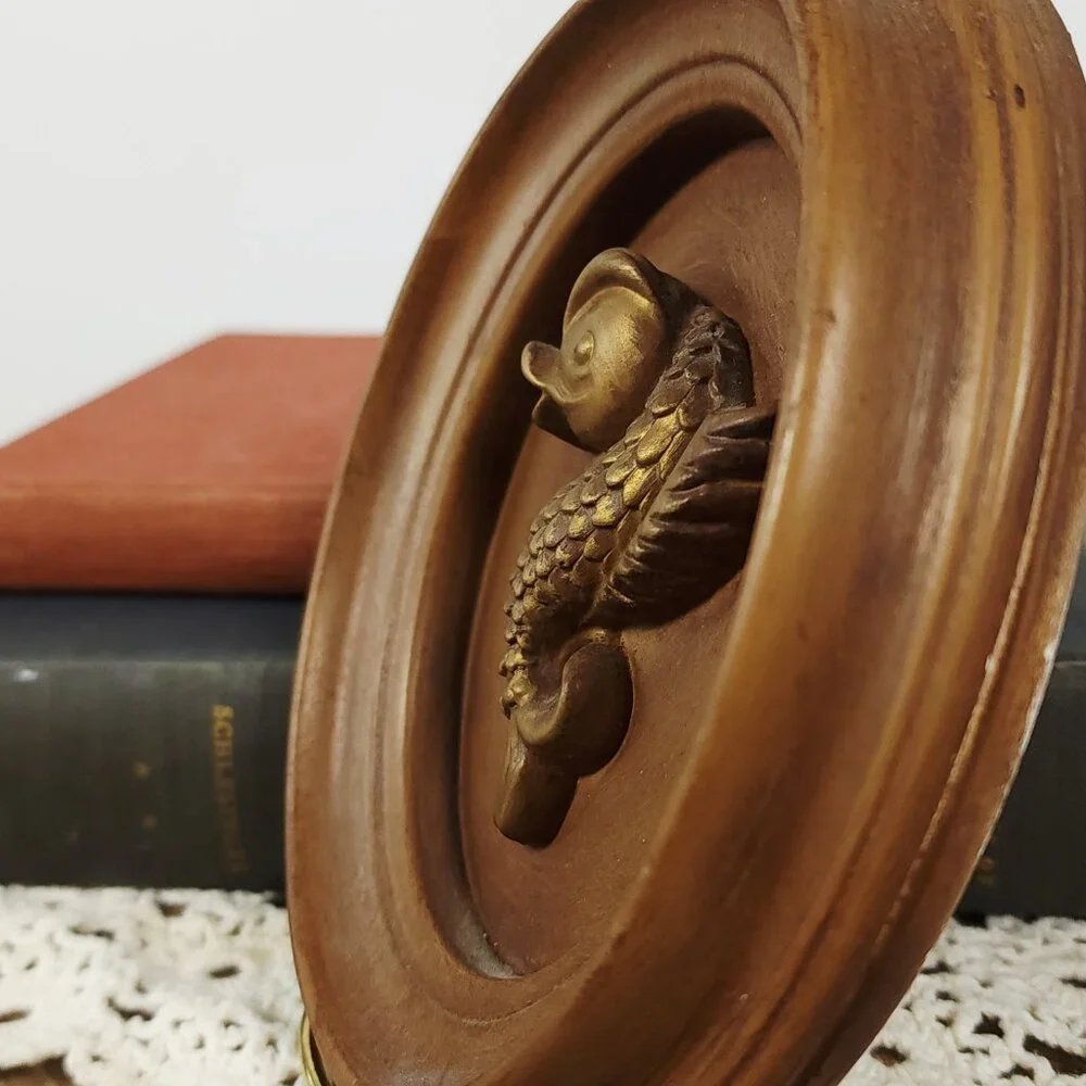 Vintage Chalkware‎ Fish Wall Plaque, Brown and Gold